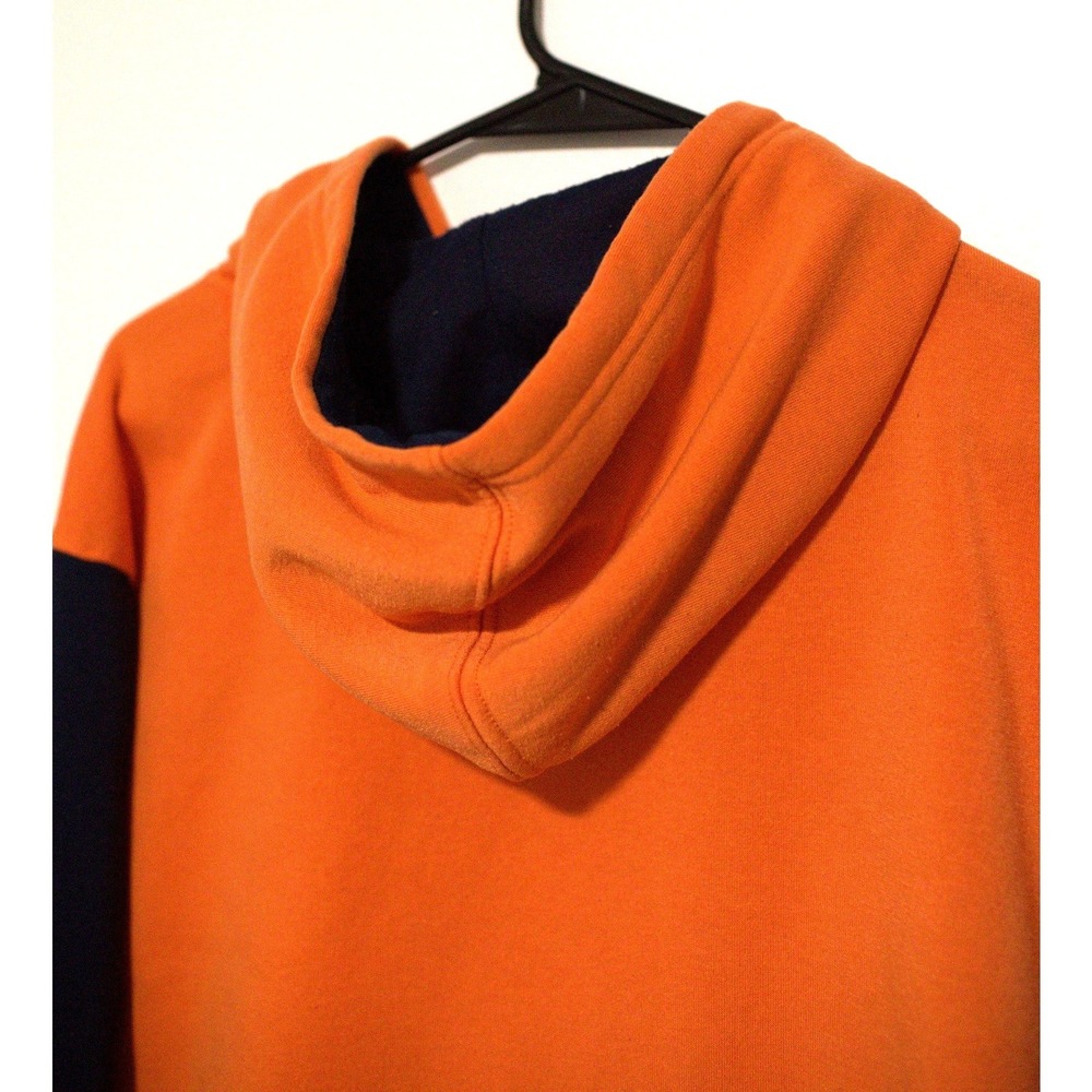 NFL Team Apparel Denver Broncos Hoodie Mens Large Orange Navy Blue Colorblock - Picture 7 of 8